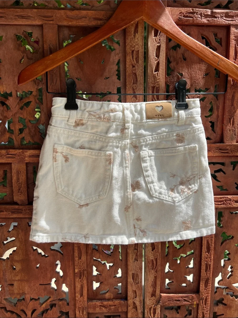 Mayoral Cream Mini Skirt with Light Brown Floral Print